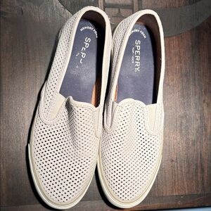 Sperry Men's Perforated White Slip-On Loafers